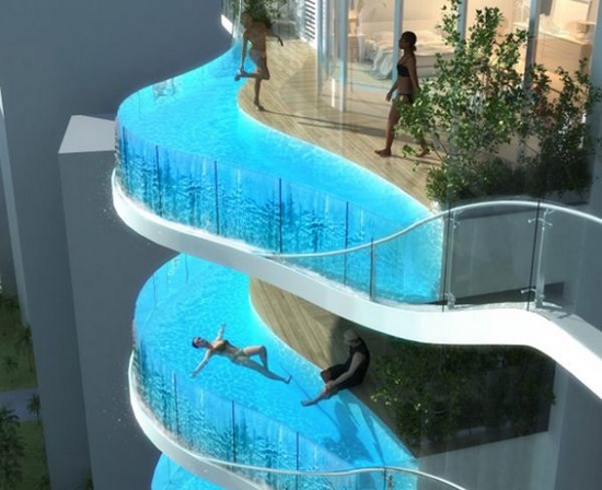 Бассейны на балконах в Aquaria Grande Tower
